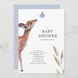 Modern Deer Blue Boy Baby Shower Einladung