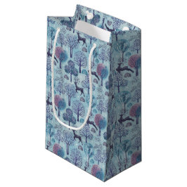 Modern Deer Forest Blue and Purple Holiday Kleine Geschenktüte