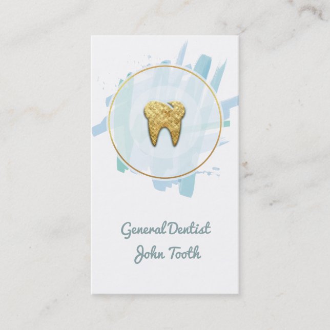 Modern Dentis Gold Tooth Logo Business Card Terminkarte (Vorderseite)