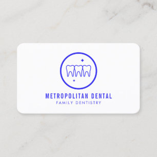 Modern Dentist Teeth Blue Logo Visitenkarte
