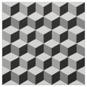 Modern Diamond Grid, Silber, Dunkelgrau und Schwar Stoff