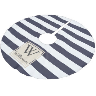 Modern dick-weiße Streifen Polyester Weihnachtsbaumdecke