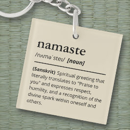 Modern Dictionary Namaste Yoga Neutral Beige Schlüsselanhänger