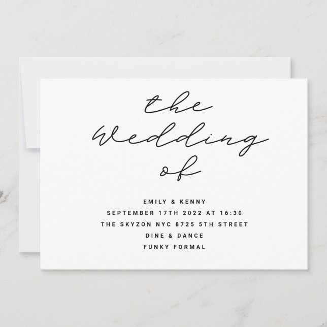 Modern | Die Hochzeit von | Schwarz/Weiß | Hochzei Einladung (Vorderseite)