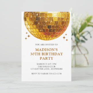 Modern Disco Ball Adult 30th Birthday Party Einladung