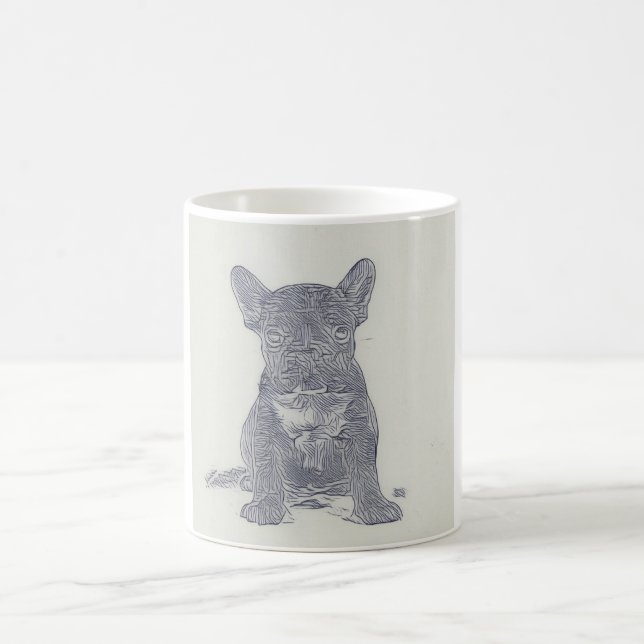 Modern Distressed Foto French Bulldog Lover Kaffeetasse (Mittel)