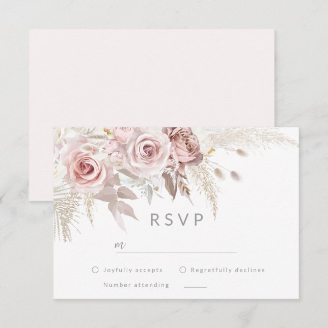 Modern Divine Rose Gold Blush Wedding RSVP Karte (Vorne/Hinten)