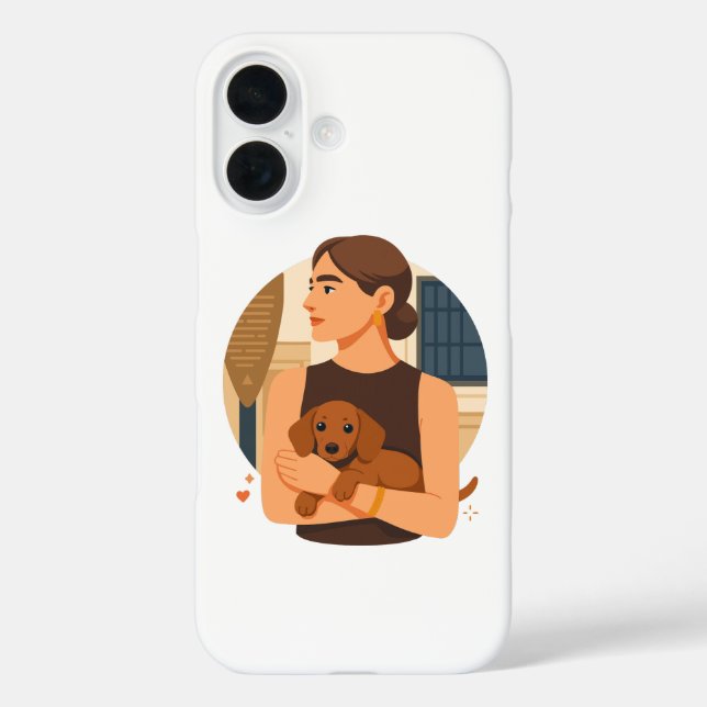 Modern Dog Mom Aesthetic With Cute Puppy iPhone 16 Hülle (Rückseite)