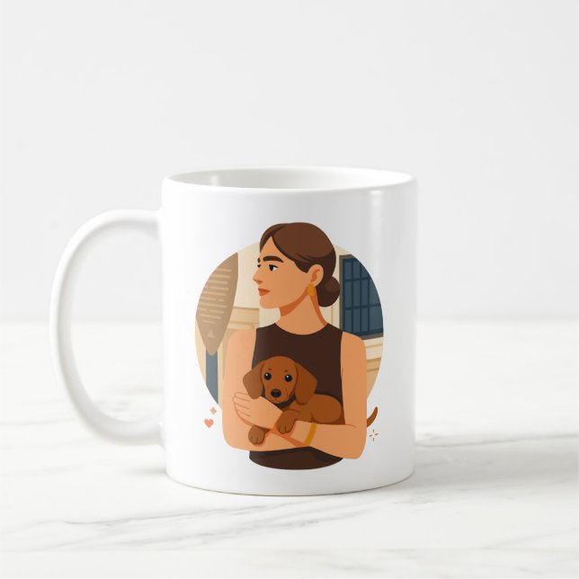 Modern Dog Mom Aesthetic With Cute Puppy Kaffeetasse (Links)