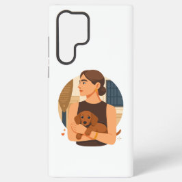 Modern Dog Mom Aesthetic With Cute Puppy Samsung Galaxy Hülle