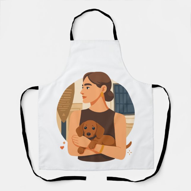 Modern Dog Mom Aesthetic With Cute Puppy Schürze (Vorderseite)