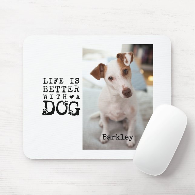 Modern Dog Pet Quote Photo Template Mousepad (Mit Mouse)