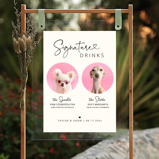 Modern Dog Signature Drinks | Wedding Sign Bar Poster (Von Creator hochgeladen)