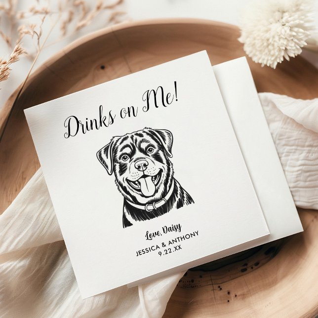 Modern Dog Wedding Cocktail Napkins  Serviette (Von Creator hochgeladen)