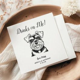 Modern Dog Wedding Cocktail Napkins  Serviette