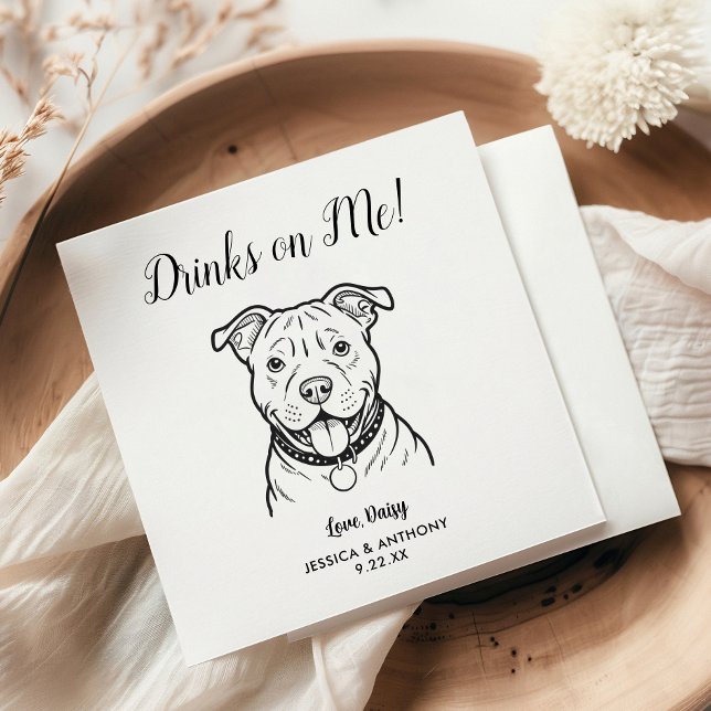 Modern Dog Wedding Cocktail Napkins  Serviette (Von Creator hochgeladen)