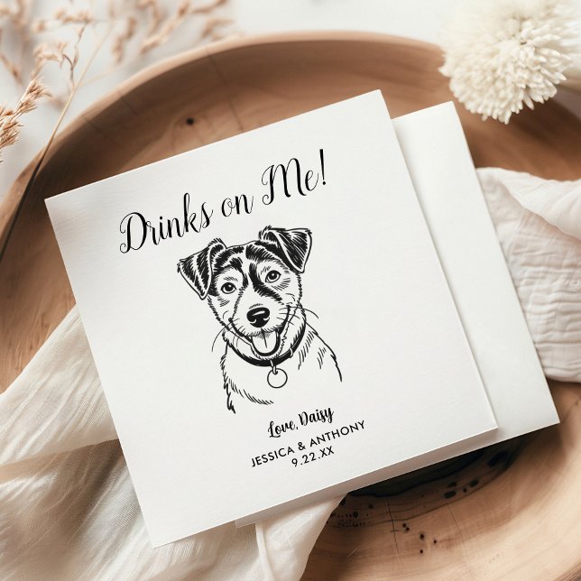 Modern Dog Wedding Cocktail Napkins  Serviette (Von Creator hochgeladen)