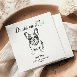 Modern Dog Wedding Cocktail Napkins  Serviette