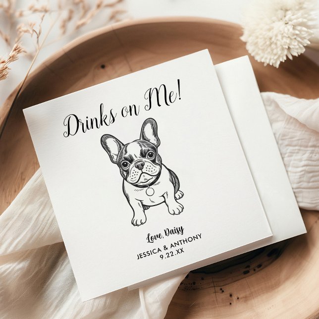Modern Dog Wedding Cocktail Napkins  Serviette (Von Creator hochgeladen)