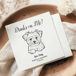 Modern Dog Wedding Cocktail Napkins  Serviette