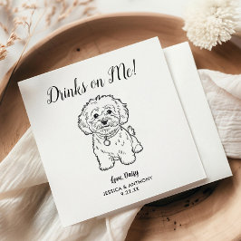 Modern Dog Wedding Cocktail Napkins  Serviette