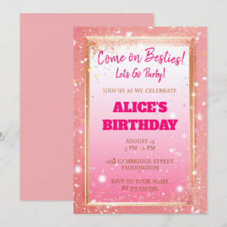 Modern Doll Pink Glitzer Geburtstag Einladung