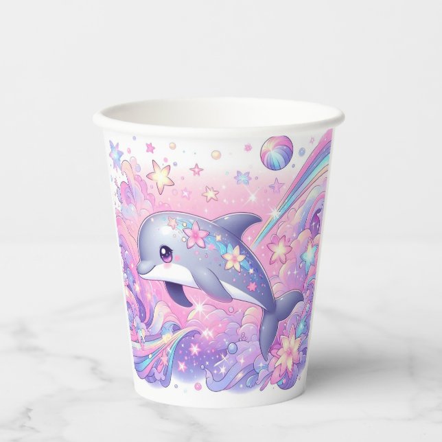 Modern Dolphin Baby Shower Pappbecher (Vorderseite)