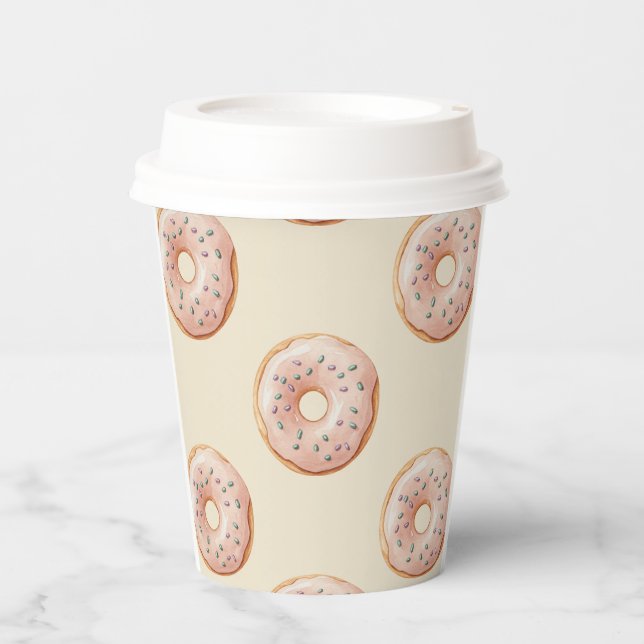 Modern Donuts Pattern With Name or Text Pappbecher (Vorderseite)