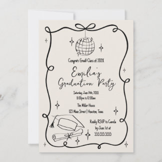 Modern doodle Graduation Invitation Einladung