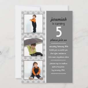 Modern Dot Foto Birthday Invitation (Sturm) Einladung