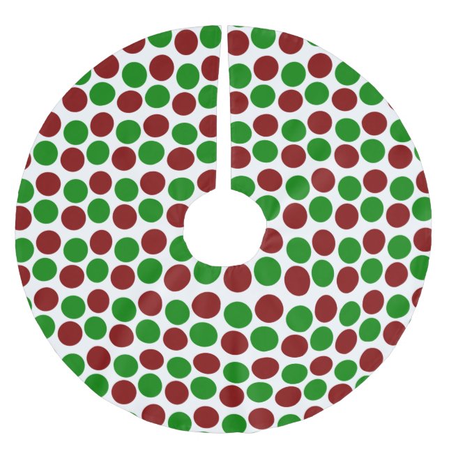Modern doter roter und grüner Baumrock Polyester Weihnachtsbaumdecke (Vorderseite)