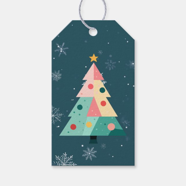 Modern Dots Christmas Tree Gift Tag Geschenkanhänger (Vorderseite)