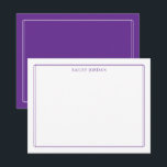 Modern Double Border Purple Stationery Mitteilungskarte<br><div class="desc">This design features a thin double border with space for a name/text at the top. Click the customize button if you would like to adjust the design elements and/or further modify the text! Variations of this design, additional colors, as well as coordinating products are available in our shop, zazzle.com/store/doodlelulu. Contact...</div>