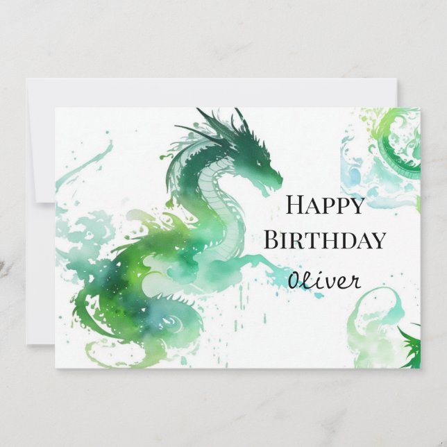 Modern Dragon Magic Birthday Karte (Vorderseite)