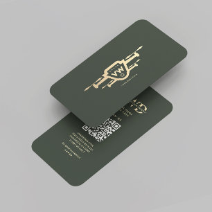 Modern Drone Pilot Monogram Green Gold Visitenkarte