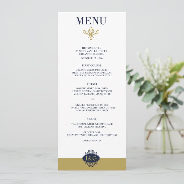 Modern drucken Sie die Liebe Wedding Menu Card Menükarte (Stehend Vorderseite)