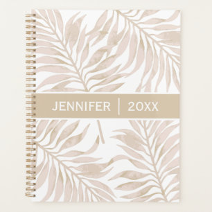 Modern Dry Palm Leaf Boho Name Script Planer