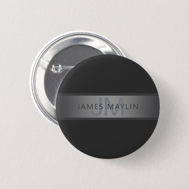 Modern dunkelgrauer Farbverlauf Name oder Firmenna Button (Vorne & Hinten)