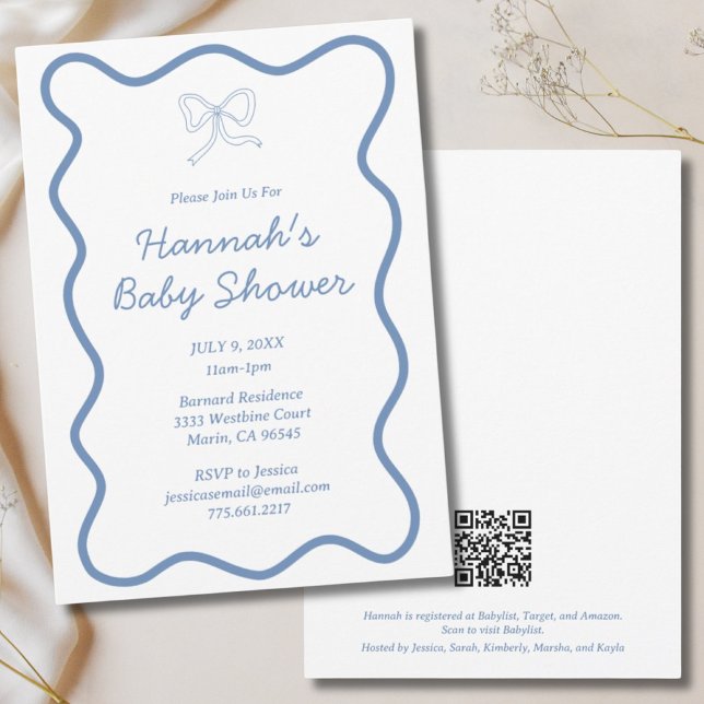 Modern Dusty Blue Baby Boy Baby Shower Einladung (Modern Dusty Blue Baby Boy Baby Shower Invitation)