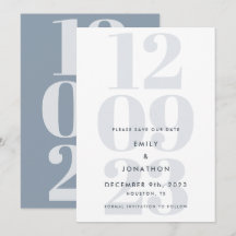 Modern Dusty Blue Date Typografie