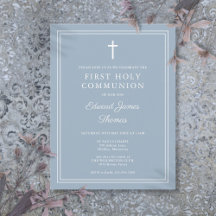 Modern Dusty Blue First Heilige Kommune Einladung
