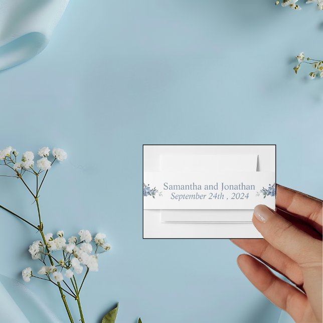 Modern Dusty Blue Floral Einladungsbanderole (Von Creator hochgeladen)