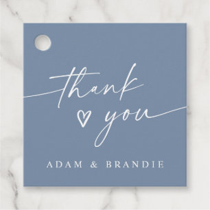 Modern Dusty Blue handschriftlich Vielen Dank für Geschenkanhänger