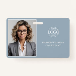 Modern Dusty Blue Minimal Company Employee Photo Ausweis