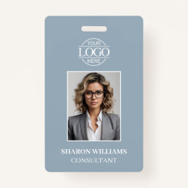 Modern Dusty Blue Minimalist Employee Photo Ausweis