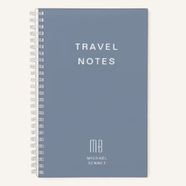 Modern Dusty Blue Monogram Travel Notizbuch