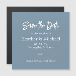 Modern Dusty Blue Save the Date Wedding Magneteinladung