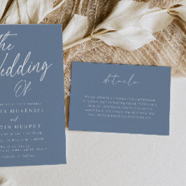 Modern Dusty Blue Script Wedding Details Begleitkarte