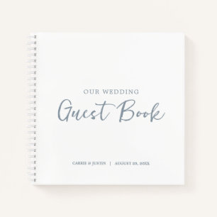 Modern Dusty Blue Script Wedding Guest Book Notizbuch
