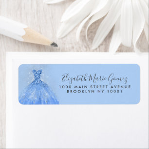 Modern Dusty Blue Silver Glitzer Gown Quinceanera